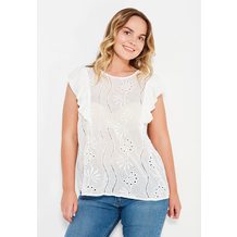 LOST INK PLUS  BRODERIE TOP WITH FRILL SLEEVE