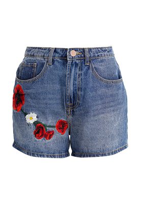 LOST INK   MOM SHORT WITH RED FLOWER