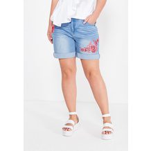 LOST INK PLUS   DENIM SHORT WITH EMBROIDERY
