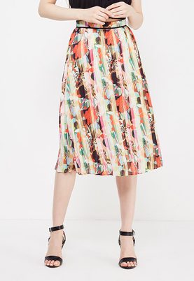 LOST INK  HAMMERED SATIN PLEATED SKIRT