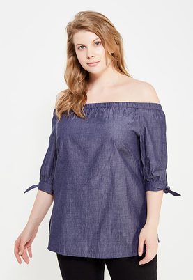 LOST INK PLUS  BARDOT TOP IN CHAMBRAY