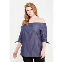 LOST INK PLUS  BARDOT TOP IN CHAMBRAY
