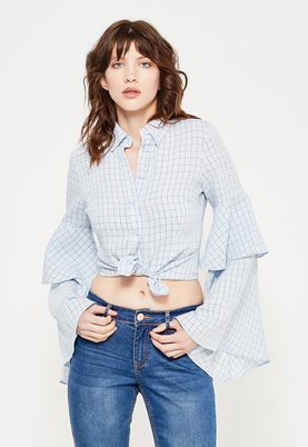 LOST INK  TIER SLEEVE CHECK SHIRT