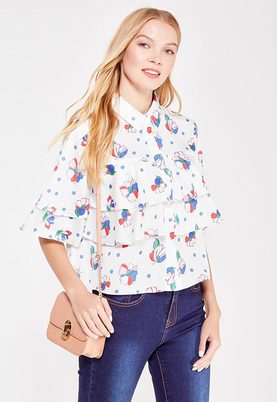 LOST INK  PRINTED DOUBLE LAYER SHIRT