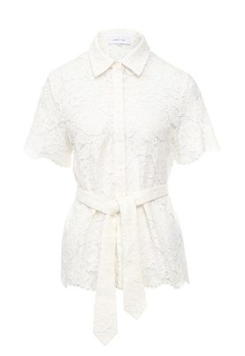 LOST INK  CORDED LACE SHIRT WITH TIE