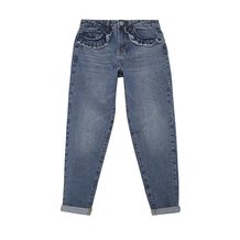 LOST INK  MOM JEAN IN CACTUS WASH WITH FRILL POCKET
