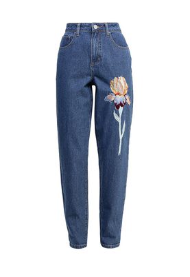 LOST INK  MOM JEAN WITH FLORAL EMBROIDERY
