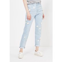 LOST INK  MOM JEAN WITH METALLIC & PU FLORAL