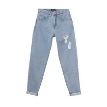 LOST INK  MOM JEAN IN BLOSSOM WASH WITH RIPS