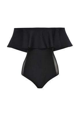 LOST INK  RUFFLE SWIMSUIT WITH MESH INSERT
