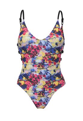 LOST INK  FLORAL SWIMSUIT WITH SIDE HOOPS