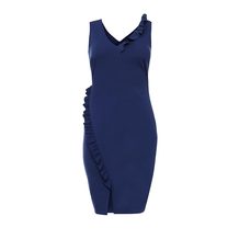 LOST INK PLUS  BODYCON DRESS WITH SPLIT AND FRILL