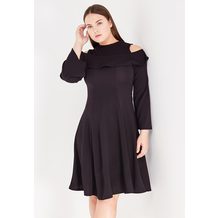 LOST INK PLUS  SWING DRESS WITH COLD SHOULDER