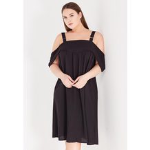LOST INK PLUS  SWING DRESS WITH DRAPE COLD SHOULDER