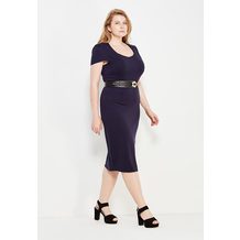 LOST INK PLUS  PENCIL DRESS WITH GOLD BELT