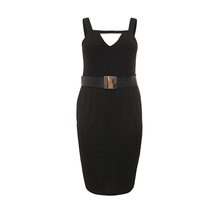 LOST INK PLUS  BAR FRONT PENCIL DRESS WITH BELT