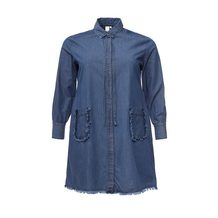 LOST INK PLUS   SWING DRESS IN DENIM WITH FRAYED POCKET